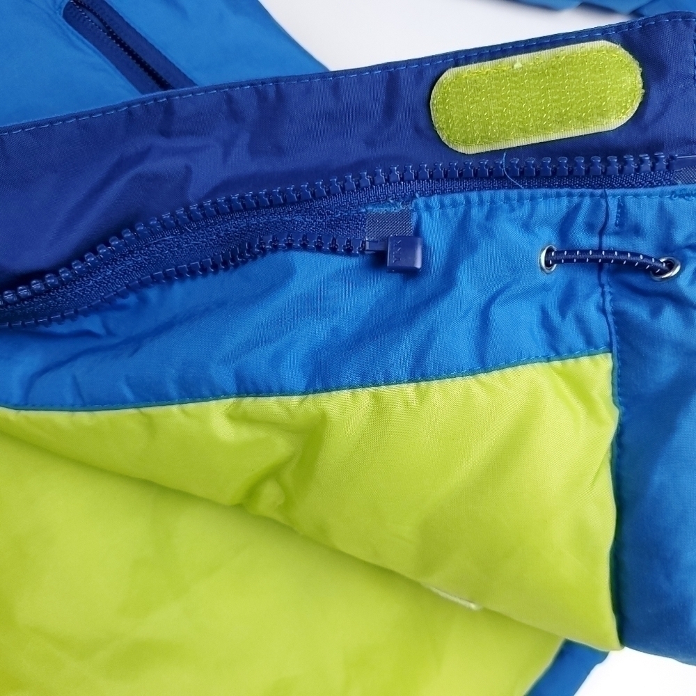 Lands' End Kids Grow A Longs Blue and Lime Puffer Coat Kids Medium 10-12 - Picture 7 of 13